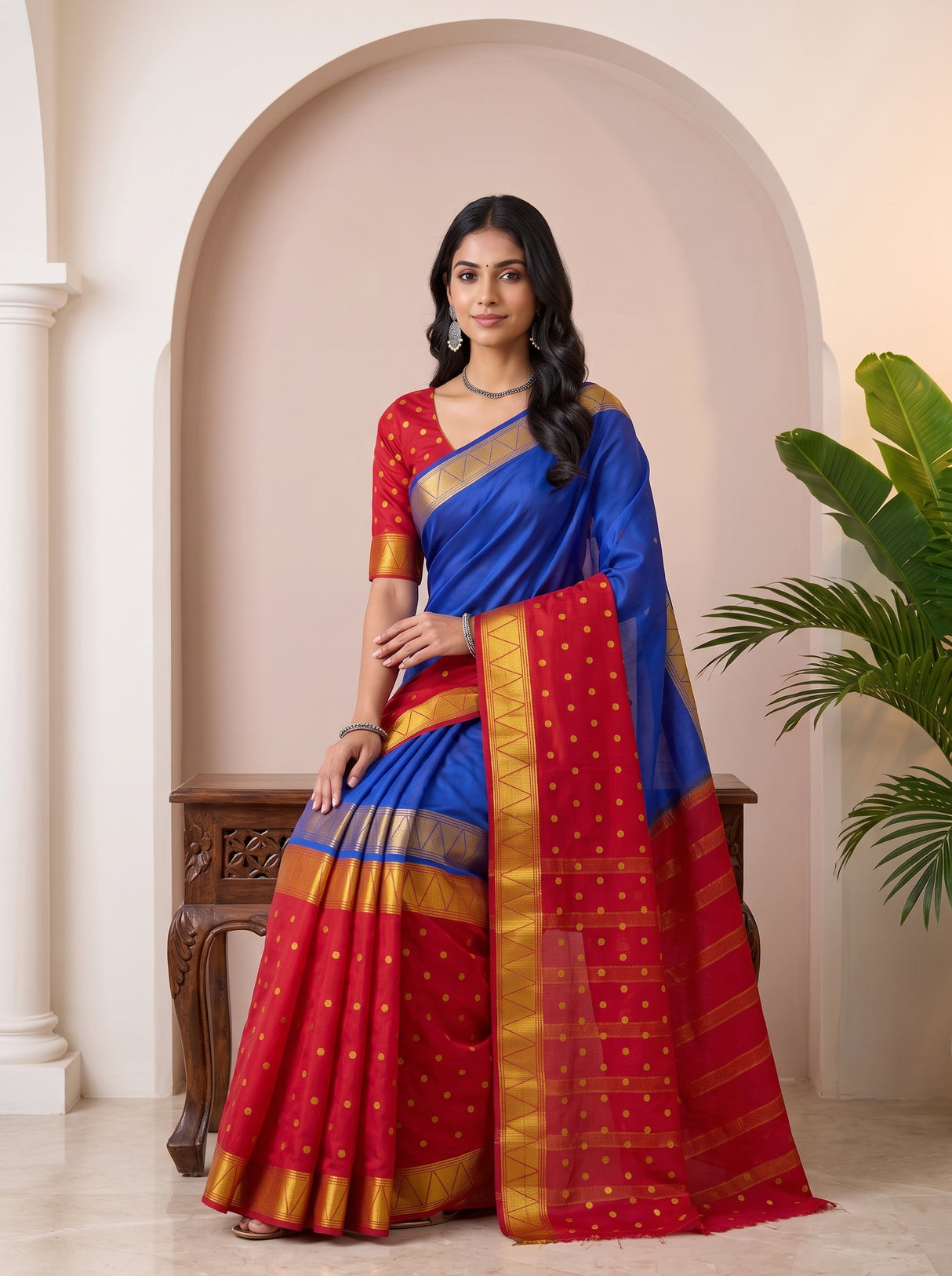 MIMOSA Royal Blue Saree Saree — pose 8 styling detail