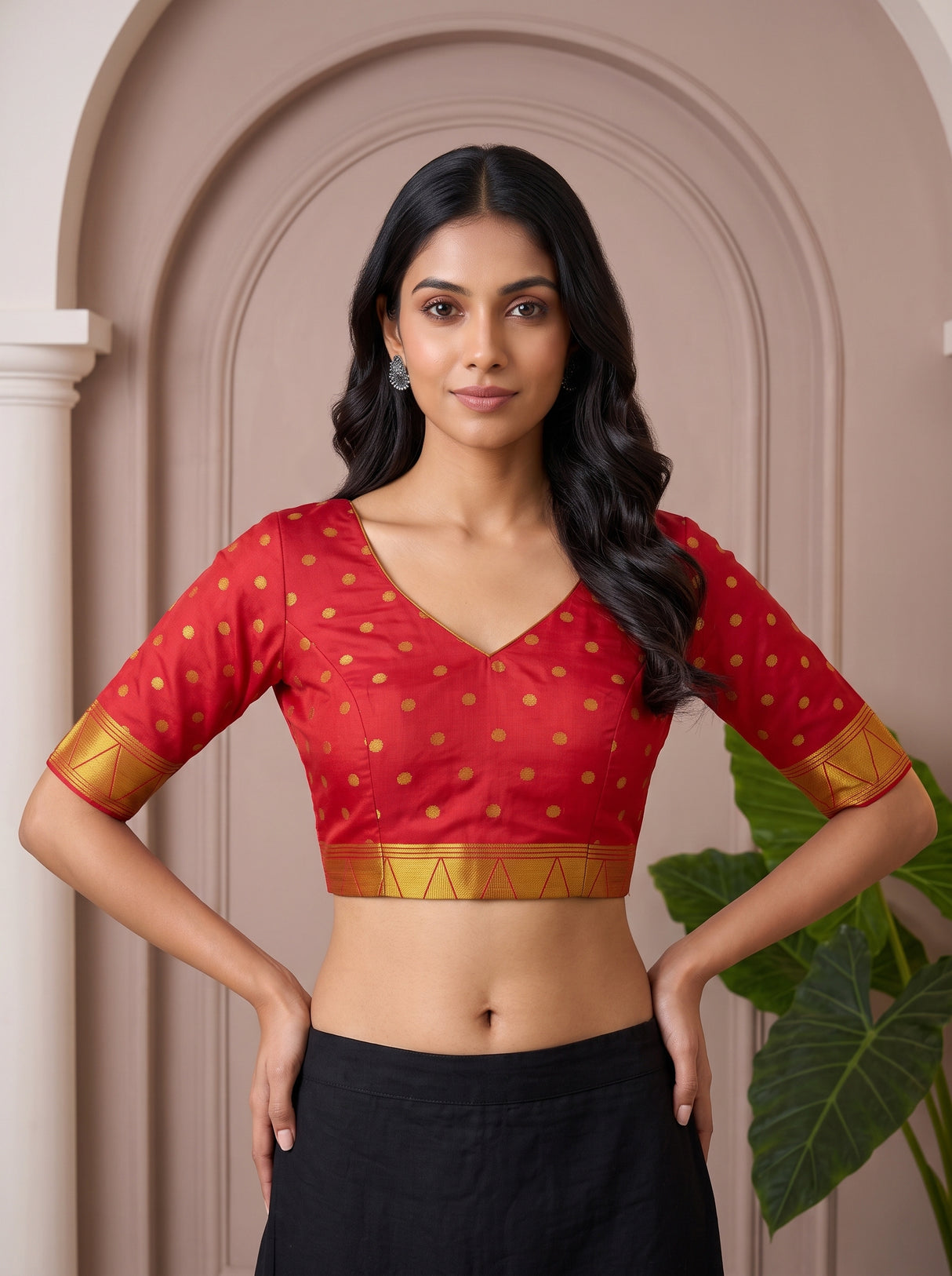 MIMOSA Royal Blue Saree Saree — blouse close-up
