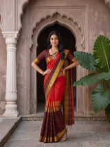 MIMOSA Red Saree Saree — pose 4 styling detail
