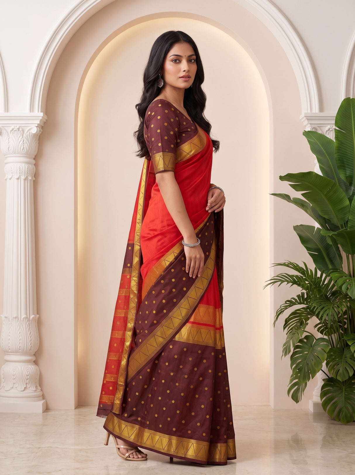 MIMOSA Red Saree Saree — pose 5 styling detail