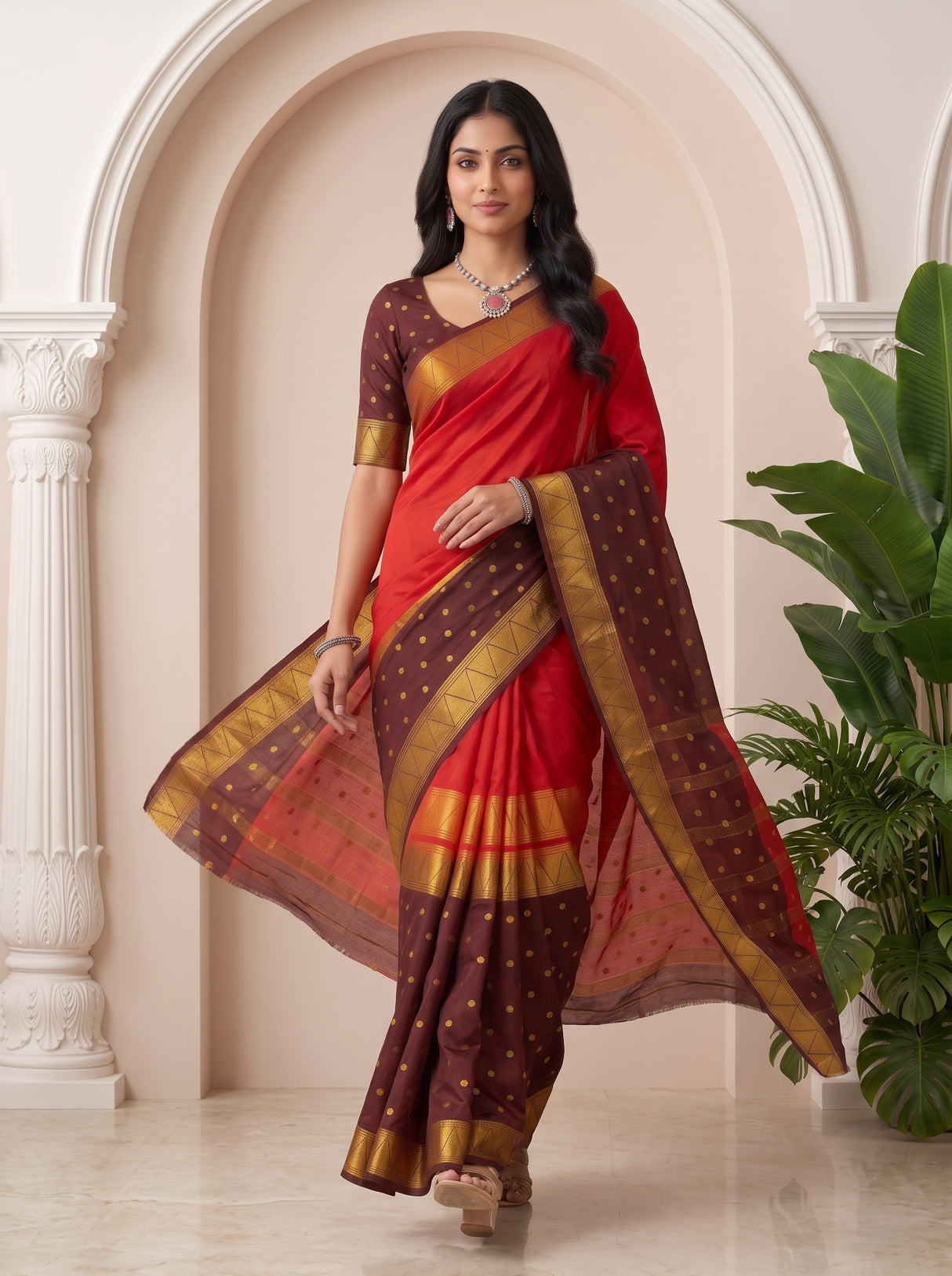 MIMOSA Red Saree Saree — pose 6 styling detail