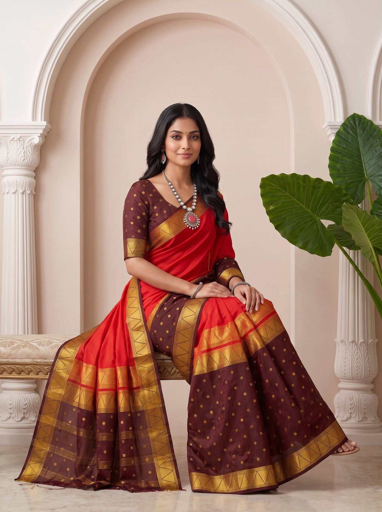 MIMOSA Red Saree Saree — pose 8 styling detail