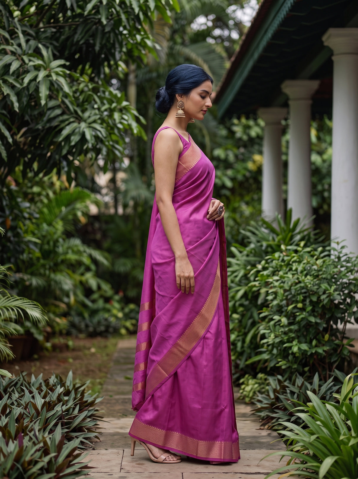 MIMOSA Pink Saree Saree — pose 3 styling detail