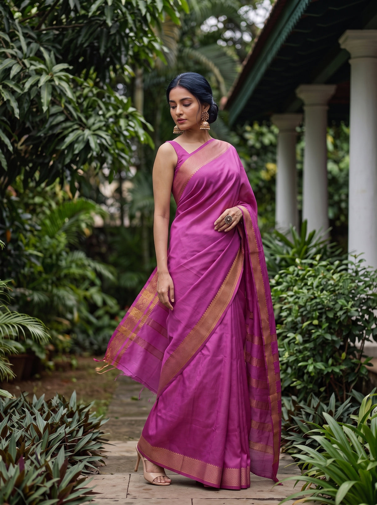 MIMOSA Pink Saree Saree — pose 9 styling detail