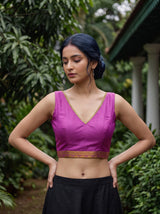 MIMOSA Pink Saree Saree — blouse close-up