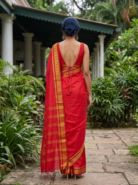 MIMOSA Red Saree Saree — pose 2 styling detail