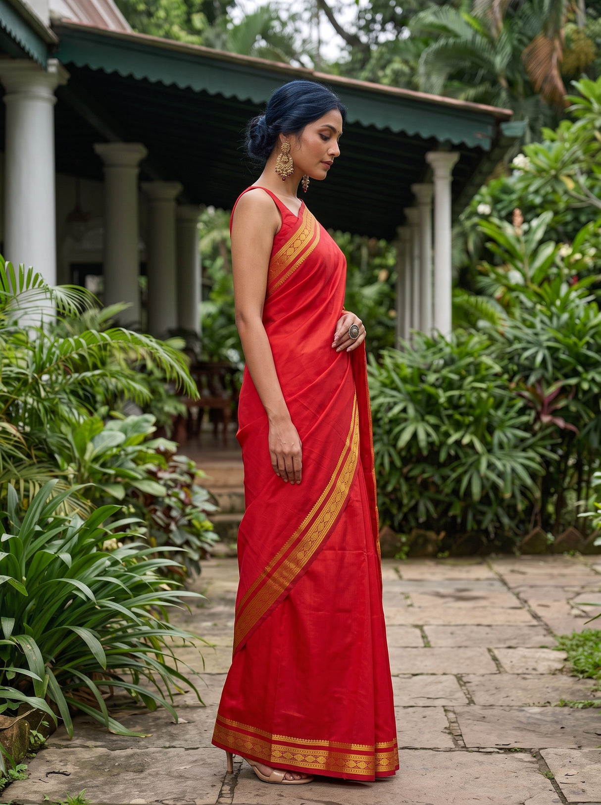 MIMOSA Red Saree Saree — pose 3 styling detail