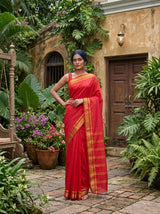 MIMOSA Red Saree Saree — pose 4 styling detail