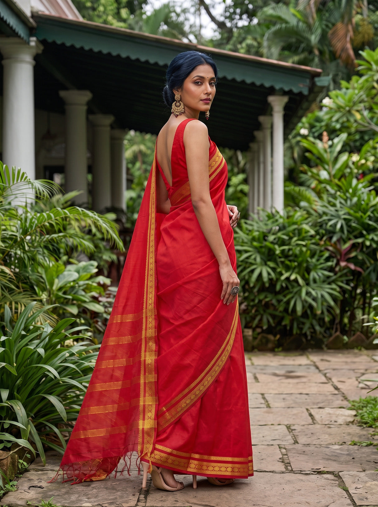 MIMOSA Red Saree Saree — pose 5 styling detail