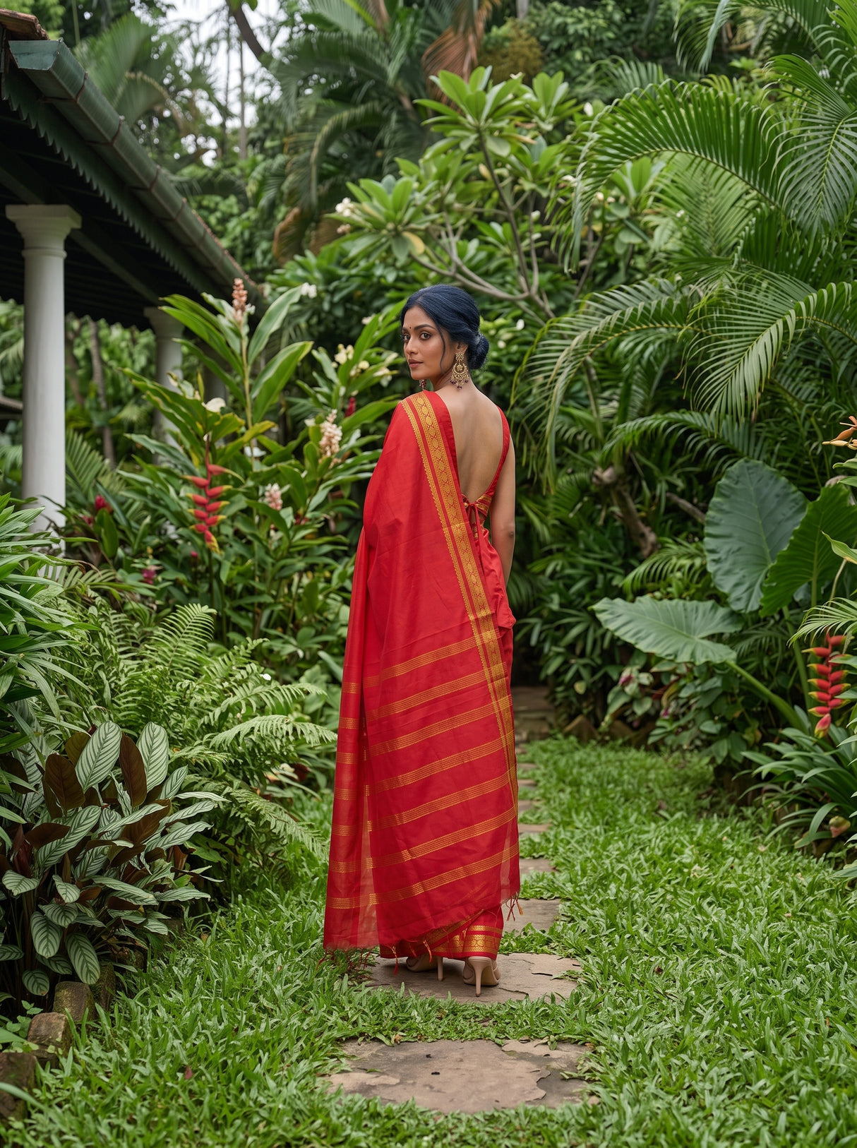 MIMOSA Red Saree Saree — pose 7 styling detail