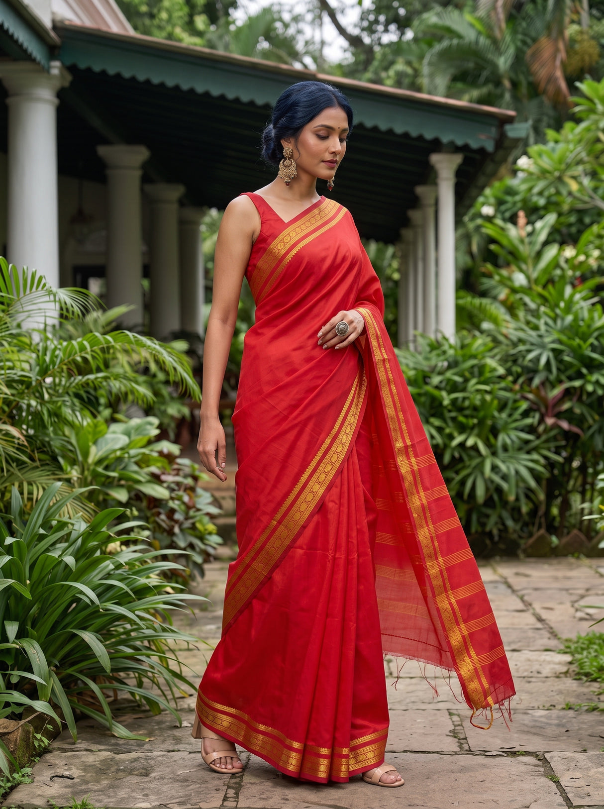 MIMOSA Red Saree Saree — pose 9 styling detail