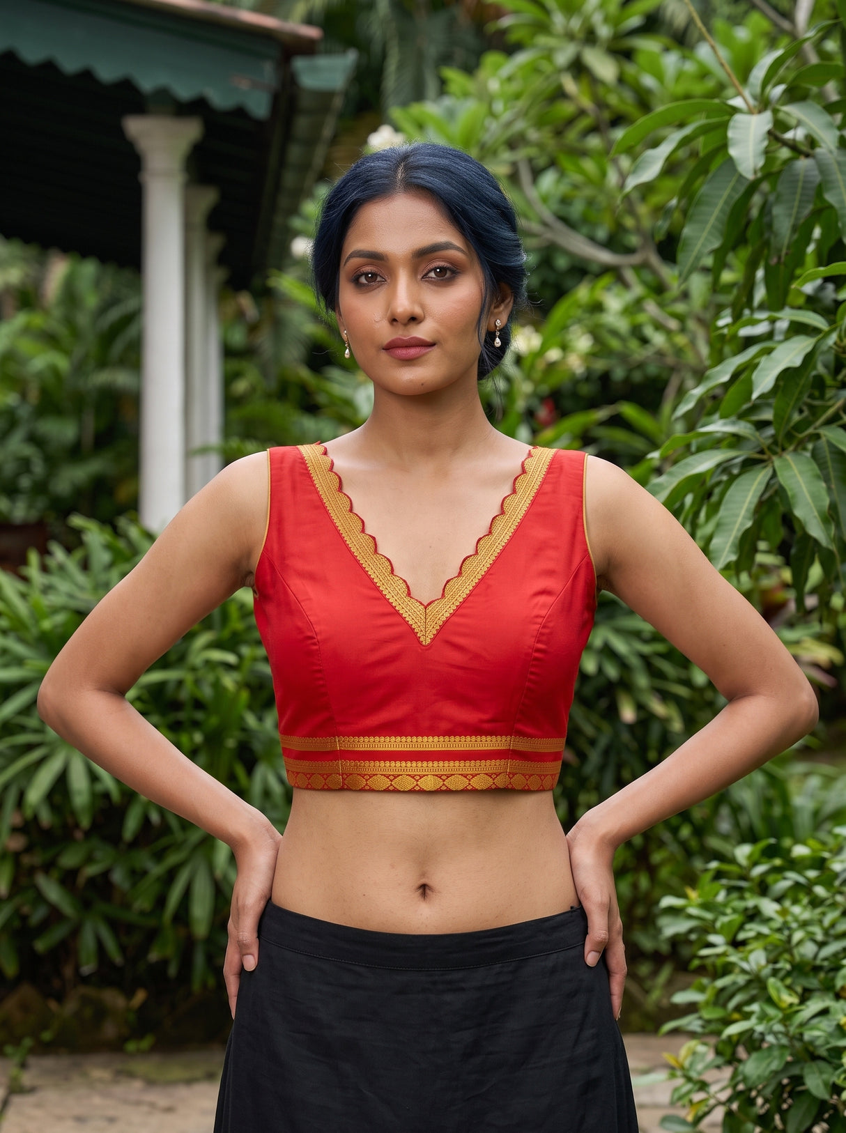 MIMOSA Red Saree Saree — blouse close-up