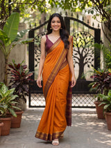 MIMOSA Mustard Mysore Silk Crepe Saree — pose 6 styling detail
