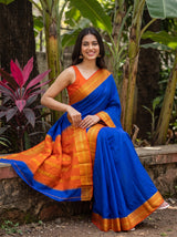 MIMOSA Royal Blue Mysore Silk Crepe Saree — pose 8 styling detail