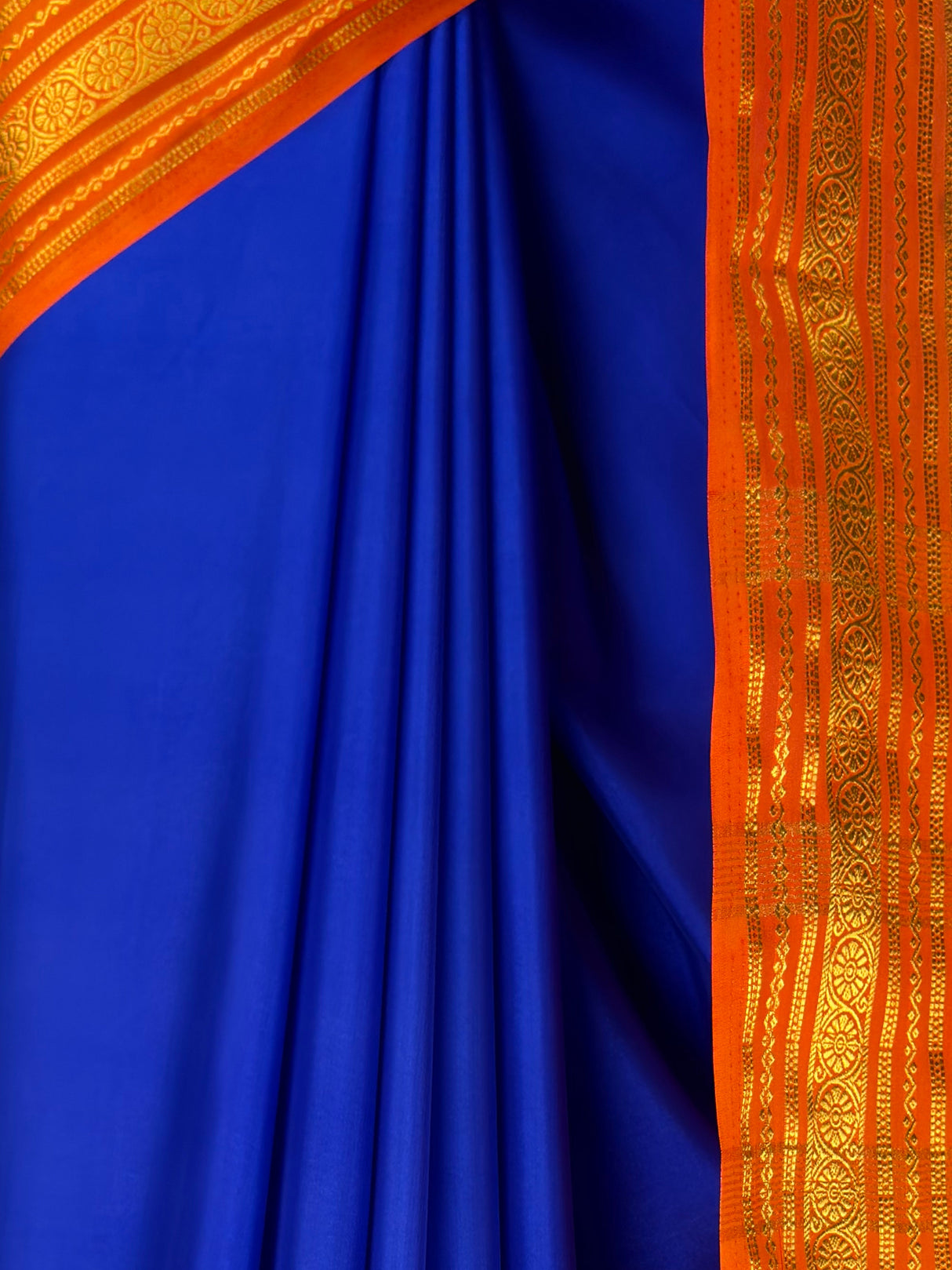 MIMOSA Royal Blue Mysore Silk Crepe Saree — fleets shot full lifestyle