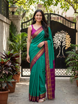 MIMOSA Rama Mysore Silk Crepe Saree — front view on mannequin