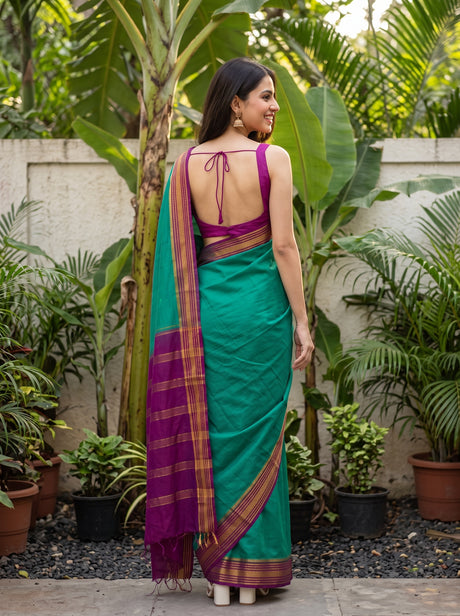 MIMOSA Rama Mysore Silk Crepe Saree — pose 2 styling detail