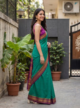 MIMOSA Rama Mysore Silk Crepe Saree — pose 3 styling detail