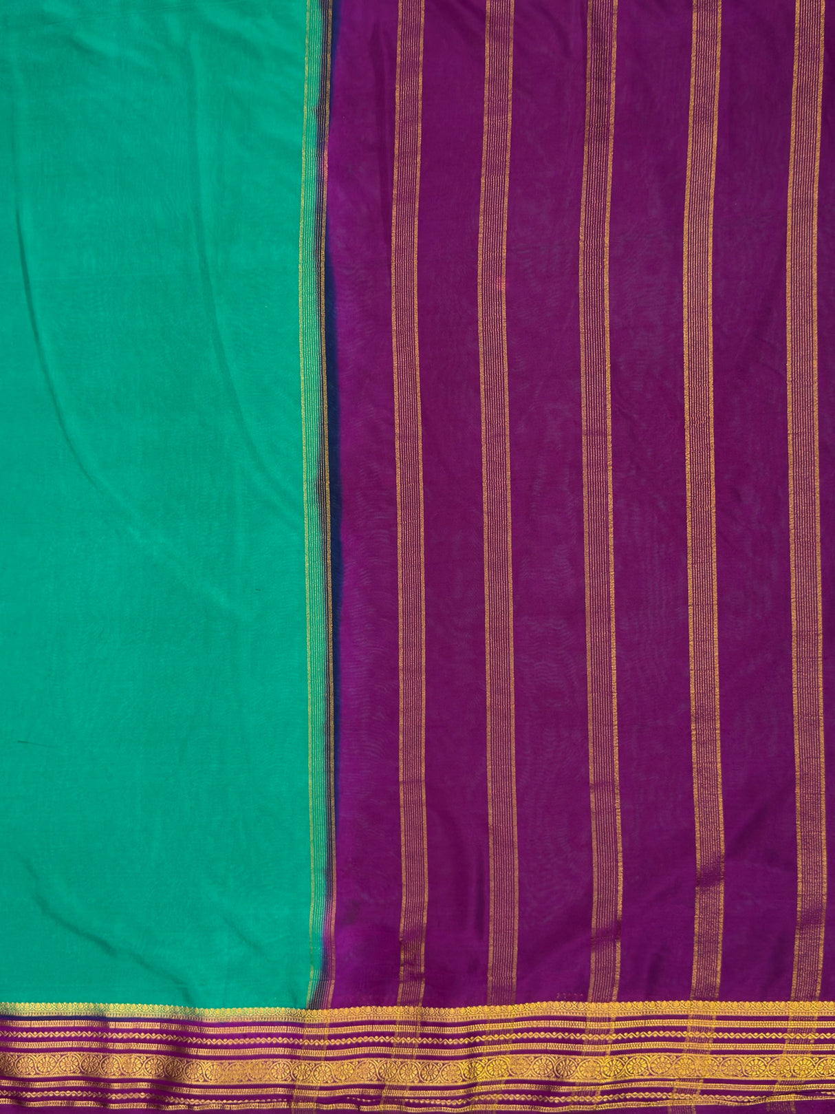 MIMOSA Rama Mysore Silk Crepe Saree — pallu and zari work detail