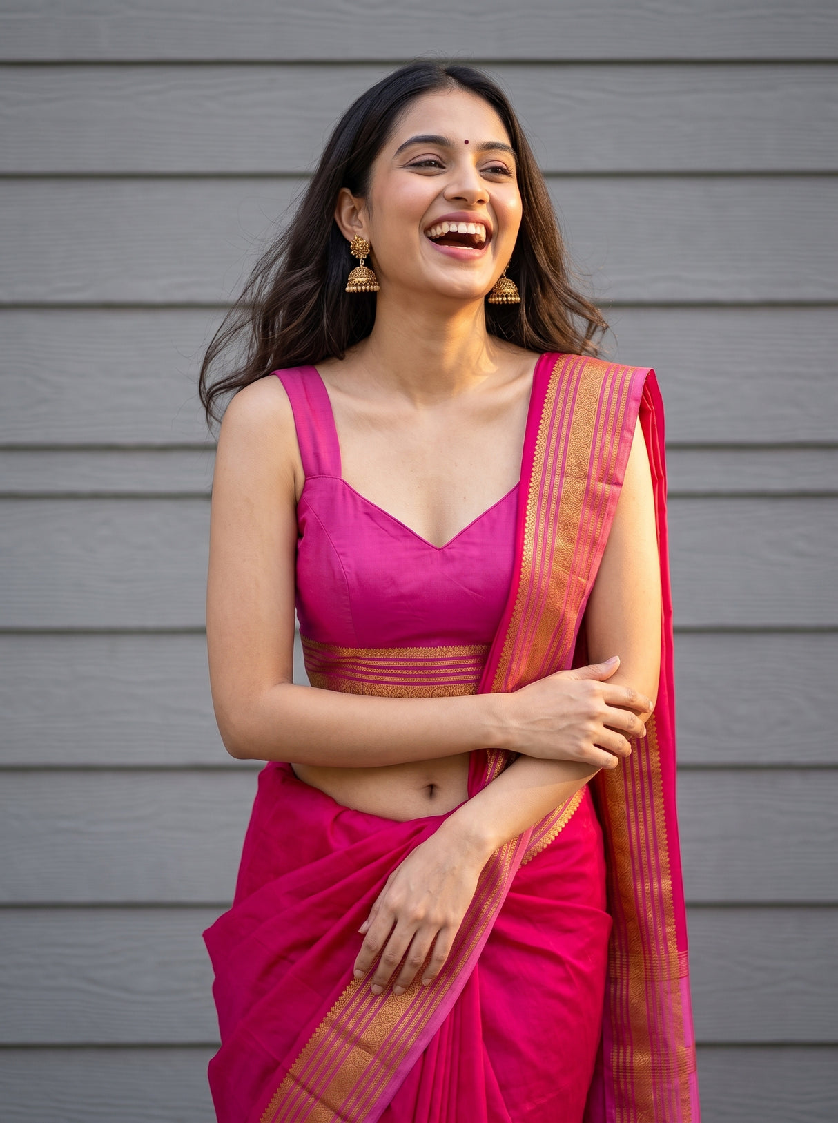 MIMOSA Rani Mysore Silk Crepe Saree — pose 10 styling detail
