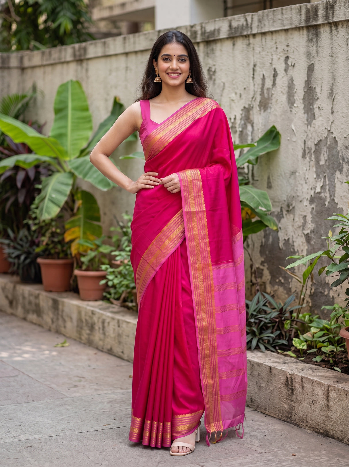 MIMOSA Rani Mysore Silk Crepe Saree — pose 4 styling detail