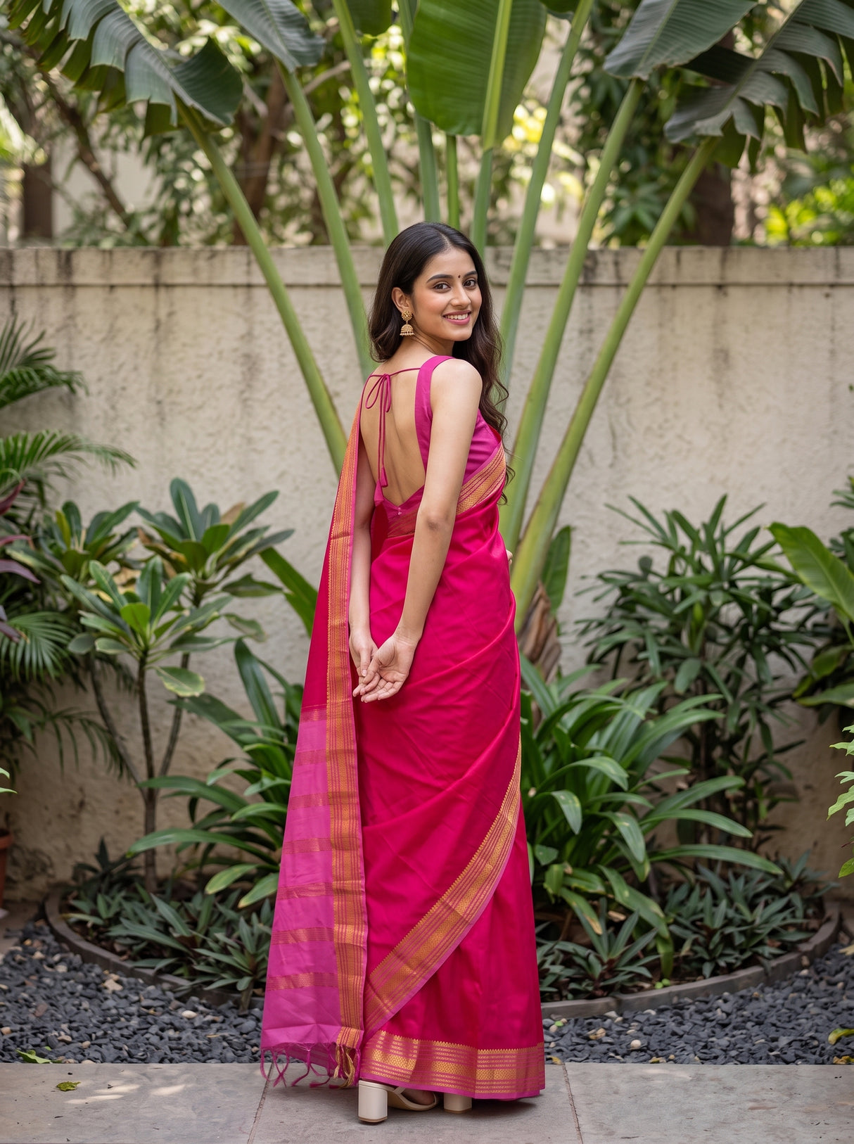 MIMOSA Rani Mysore Silk Crepe Saree — pose 7 styling detail