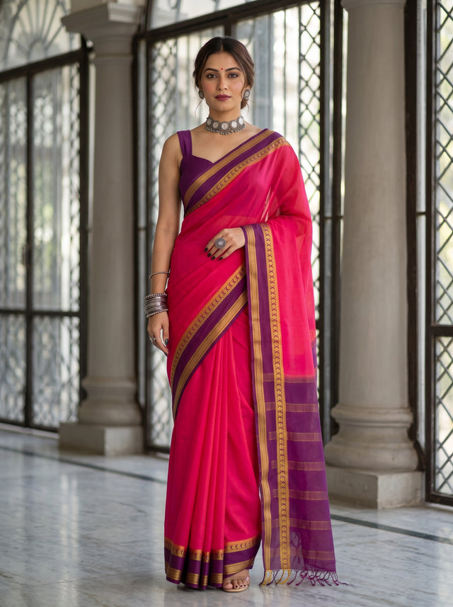 MIMOSA Gajari Saree Saree — front view on mannequin