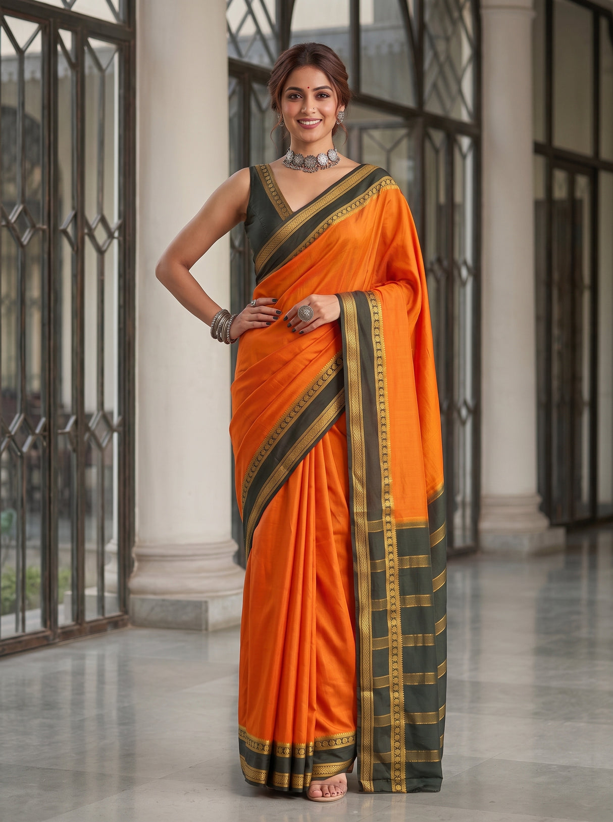 MIMOSA Mustard Saree Saree — pose 4 styling detail