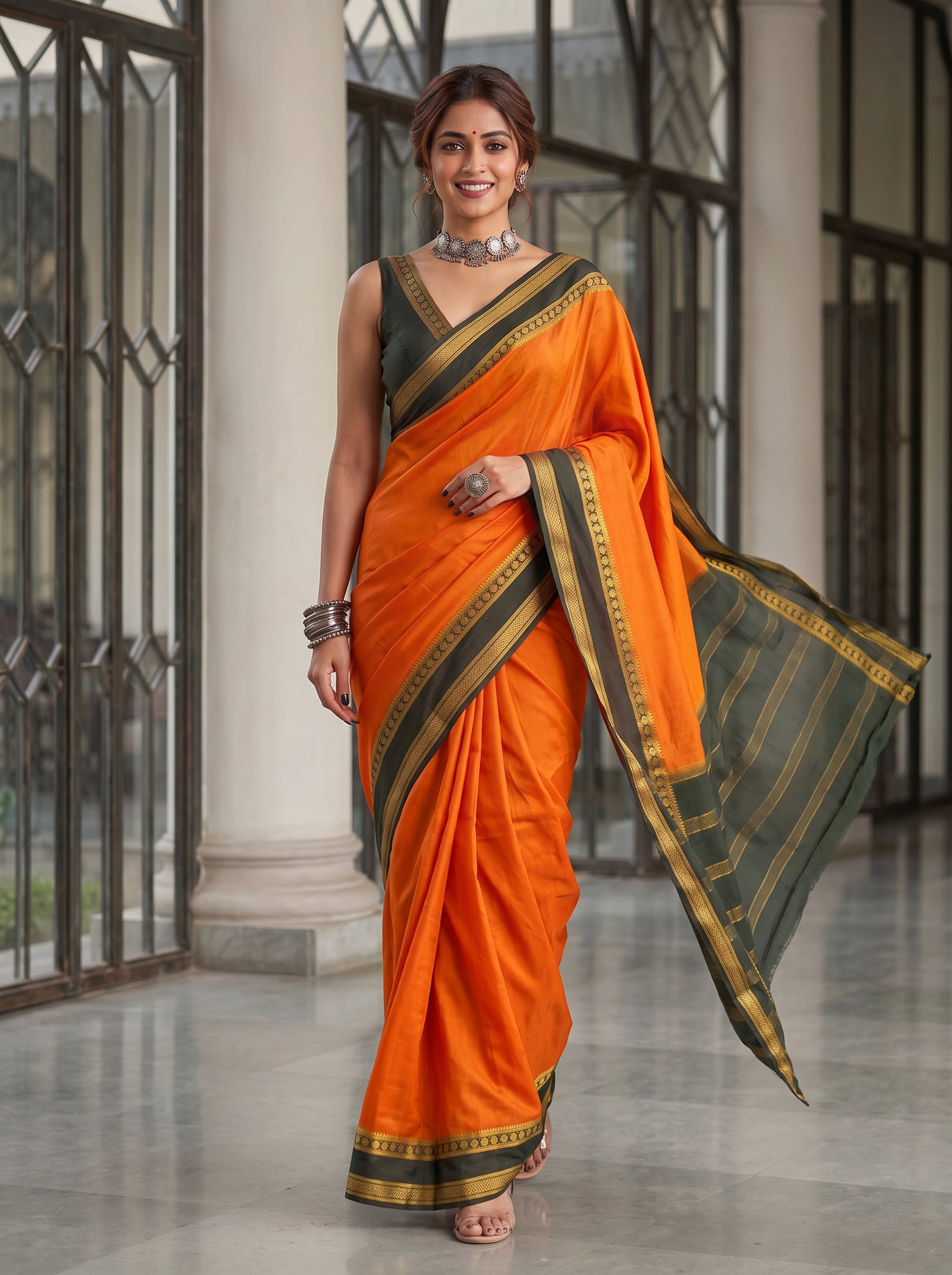 MIMOSA Mustard Saree Saree — pose 6 styling detail