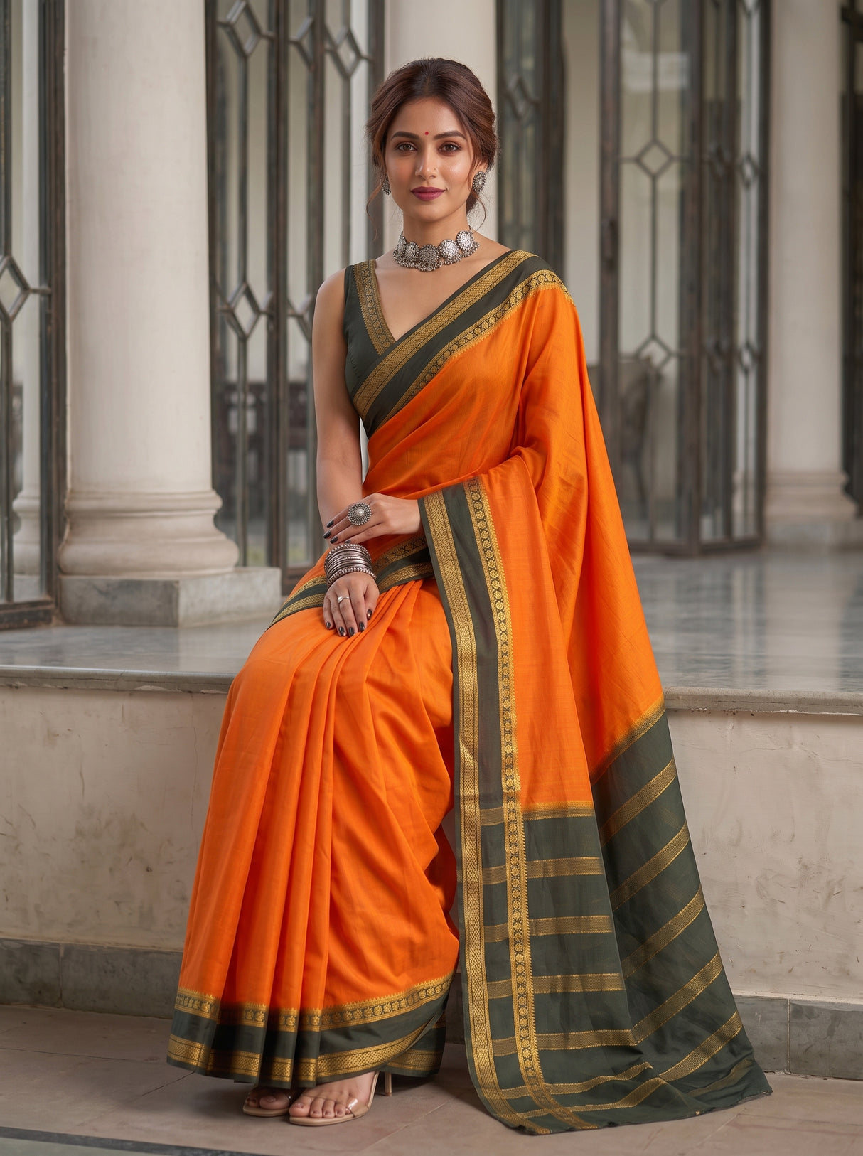 MIMOSA Mustard Saree Saree — pose 8 styling detail