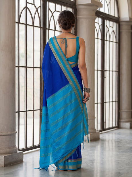 MIMOSA Royal Blue Saree Saree — pose 2 styling detail