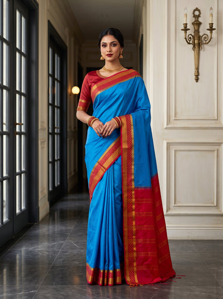MIMOSA Ananda Mysore Silk Crepe Saree — front view on mannequin