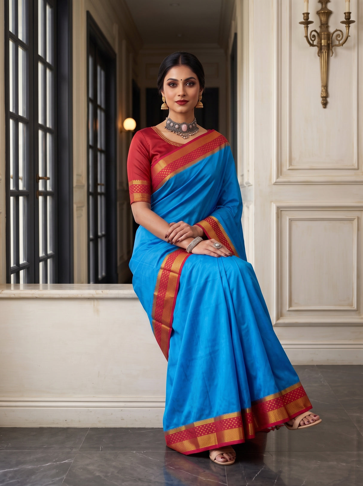 MIMOSA Ananda Mysore Silk Crepe Saree — pose 8 styling detail