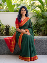 MIMOSA Bottle Green Mysore Silk Crepe Saree — pose 8 styling detail