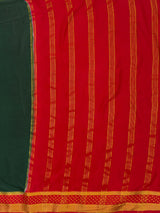 MIMOSA Bottle Green Mysore Silk Crepe Saree — pallu and zari work detail