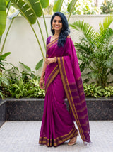 MIMOSA Magenta Mysore Silk Crepe Saree — pose 9 styling detail