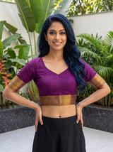 MIMOSA Magenta Mysore Silk Crepe Saree — blouse close-up