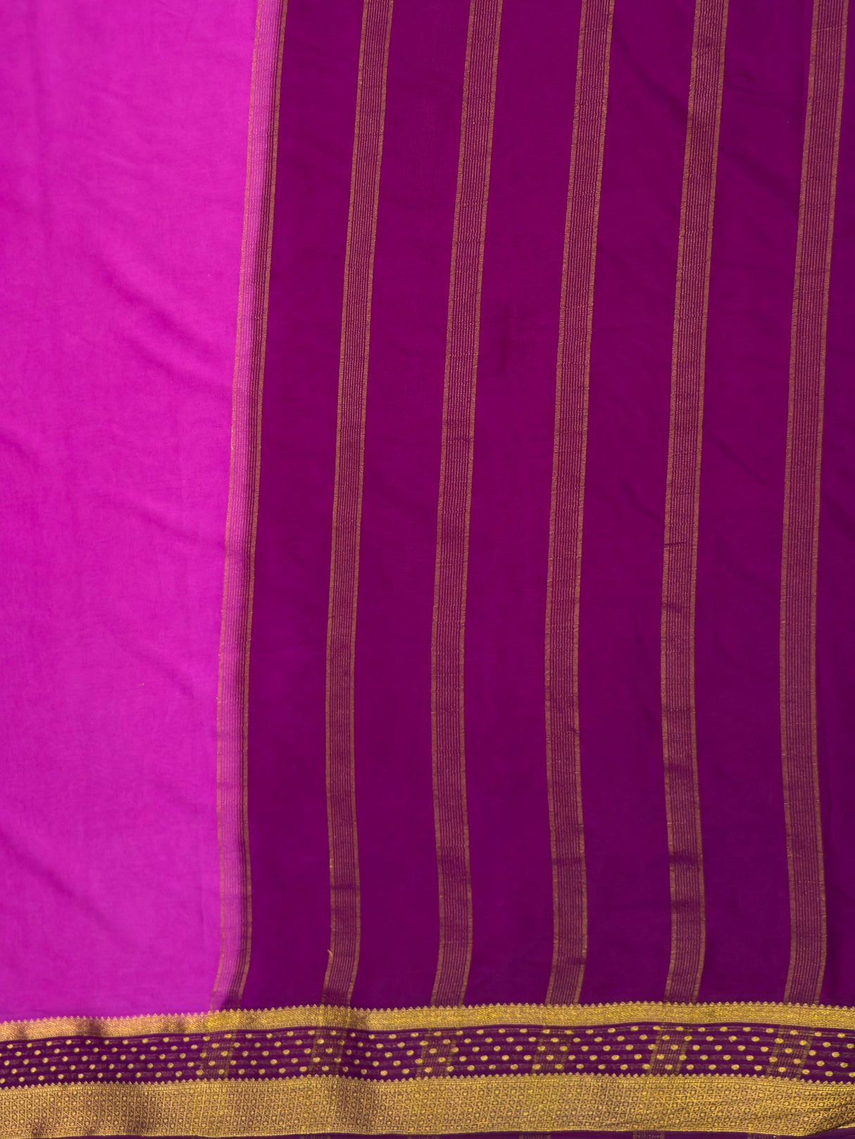 MIMOSA Magenta Mysore Silk Crepe Saree — pallu and zari work detail
