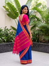 MIMOSA Navy Mysore Silk Crepe Saree — pose 7 styling detail
