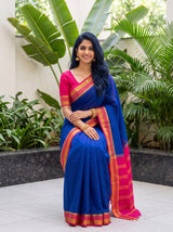 MIMOSA Navy Mysore Silk Crepe Saree — pose 8 styling detail