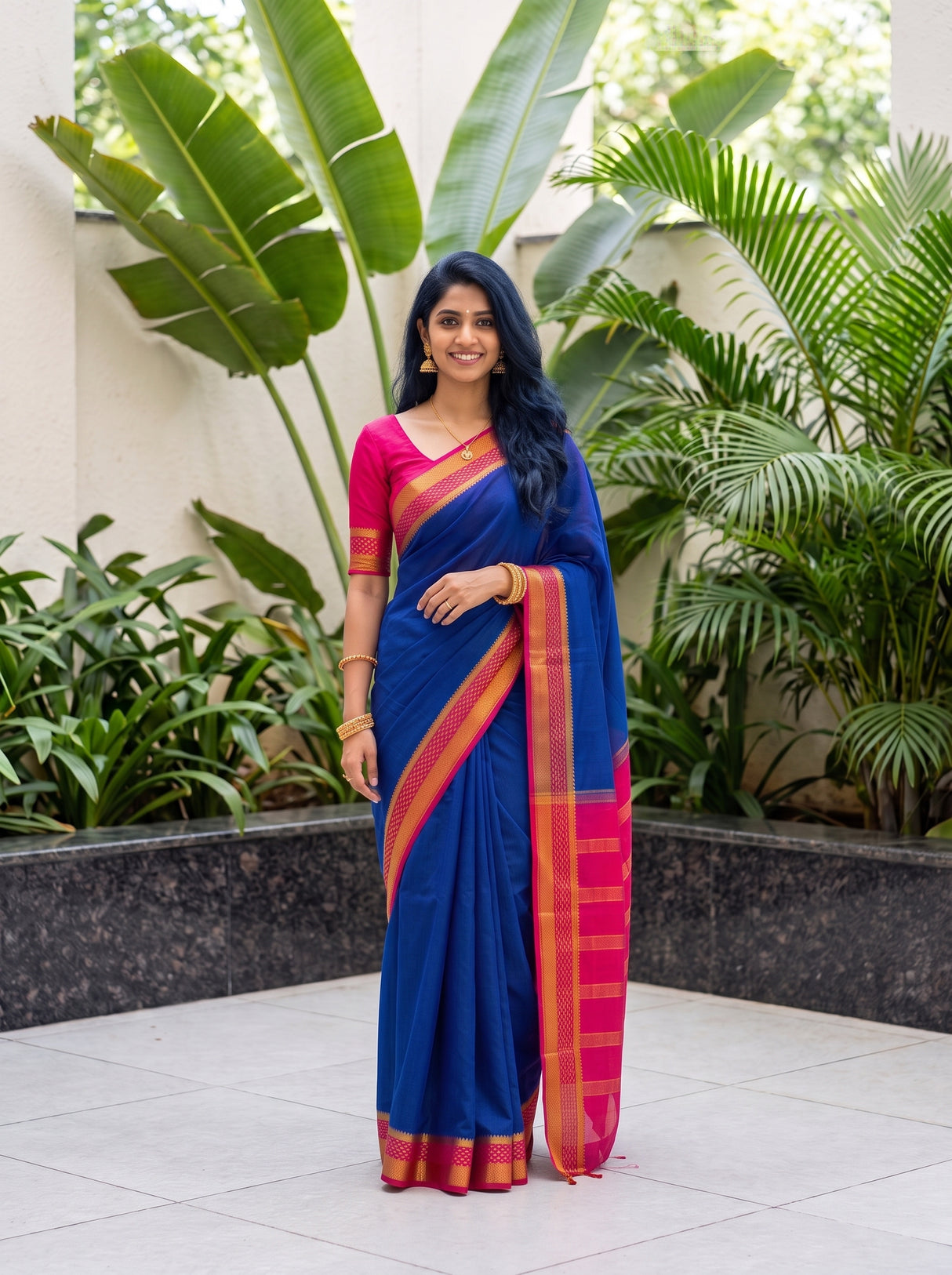 MIMOSA Navy Mysore Silk Crepe Saree — pose 9 styling detail