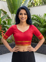MIMOSA Navy Mysore Silk Crepe Saree — blouse close-up