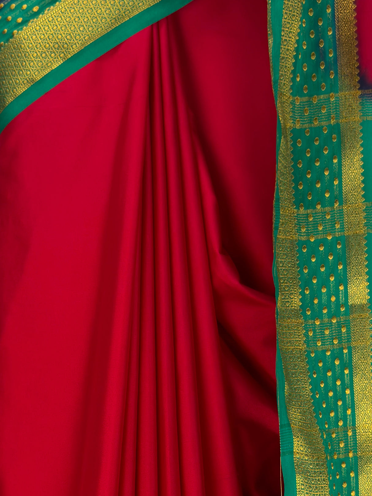 MIMOSA Red Mysore Silk Crepe Saree — fleets shot full lifestyle
