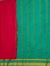 MIMOSA Red Mysore Silk Crepe Saree — pallu and zari work detail