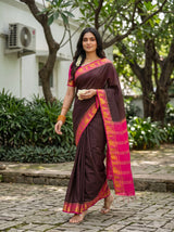 MIMOSA Chocolate Saree Saree — pose 6 styling detail