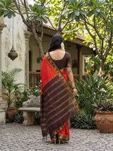 MIMOSA Orange Saree Saree — pose 2 styling detail