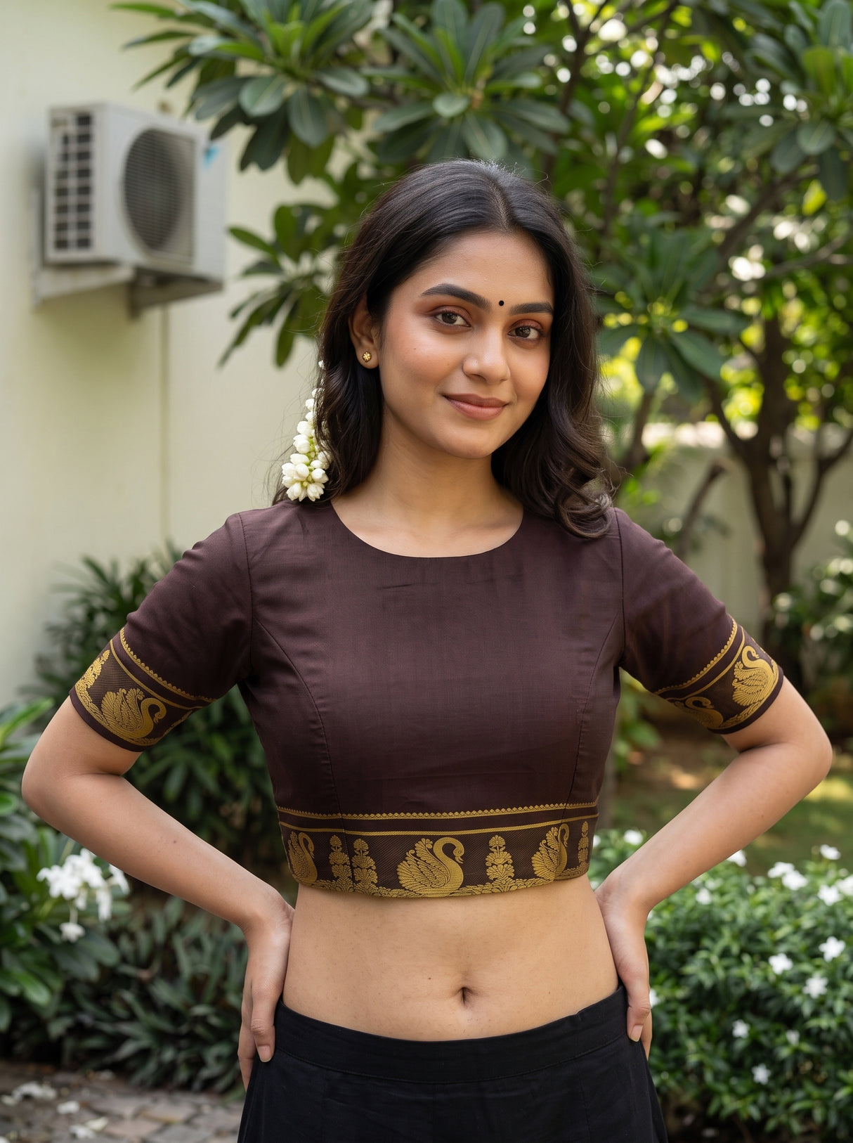 MIMOSA Orange Saree Saree — blouse close-up