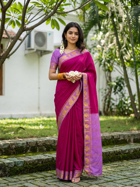 MIMOSA Rani Saree Saree — front view on mannequin