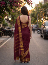 MIMOSA Chocolate Saree Saree — pose 2 styling detail