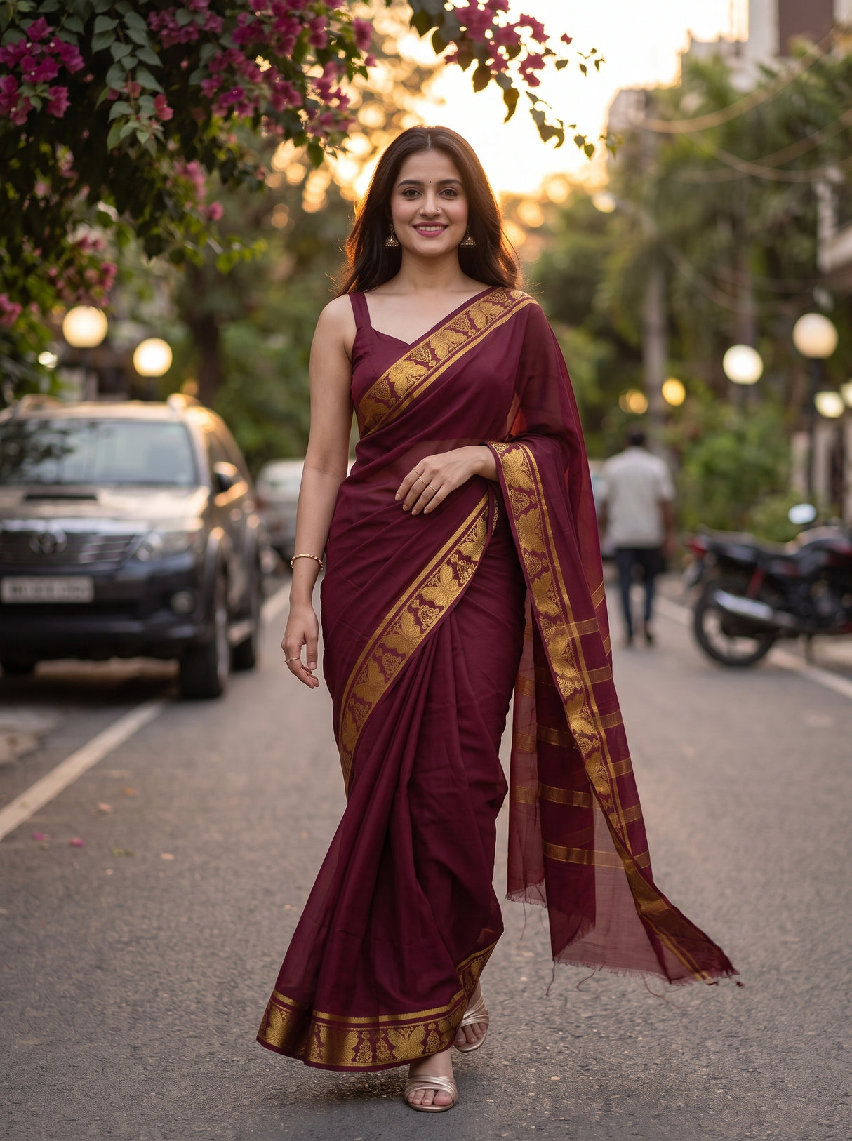 MIMOSA Chocolate Saree Saree — pose 6 styling detail